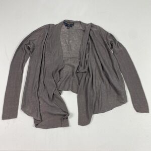 Paul Costelloe Cardigan Womens Large Gray Pure Linen Open Front Lightweight